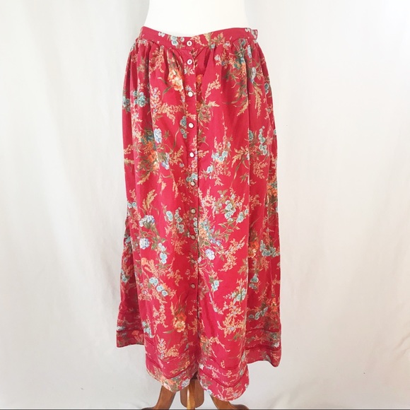 Lauren Ralph Lauren Dresses & Skirts - Lauren Ralph Lauren Button Front Floral Midi Skirt